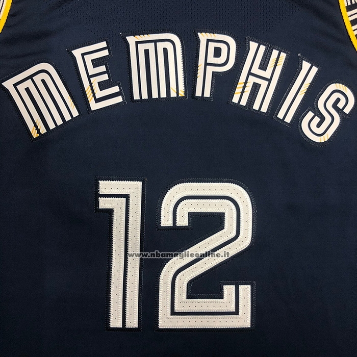 Maglia Memphis Grizzlies Ja Morant #12 Citta 2021-22 Autentico Blu